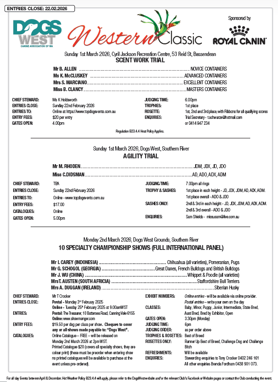 WC SCNTWK AGILITY & SPEC 01&0203